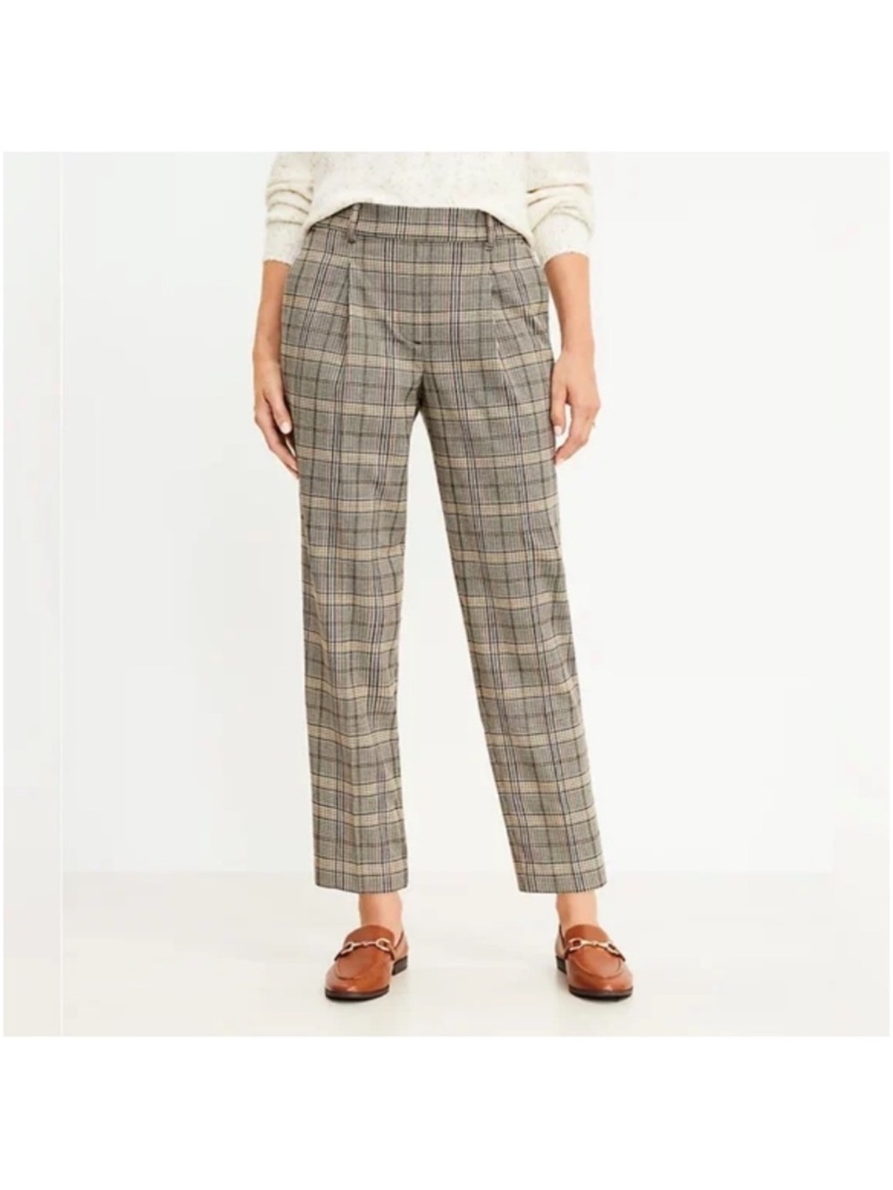 Loft Pull On Taper Pants in Shimmer Plaid